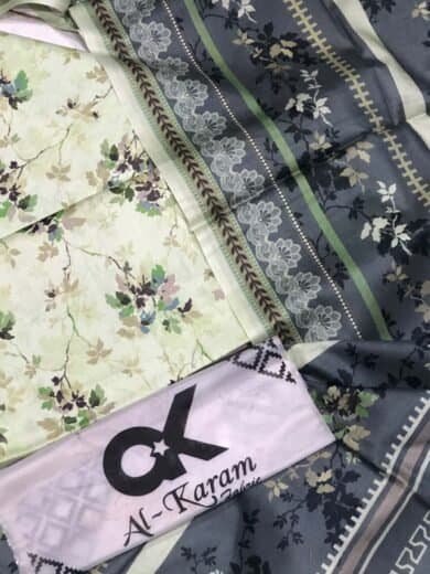 Eid Branded Lawn 3 Piece with floral and geometric patterns for festive occasions.