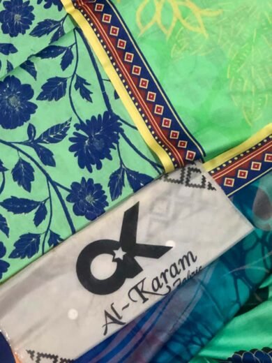 Beautiful Eid lawn 3-piece with floral and geometric designs, perfect for festive occasions and cele.