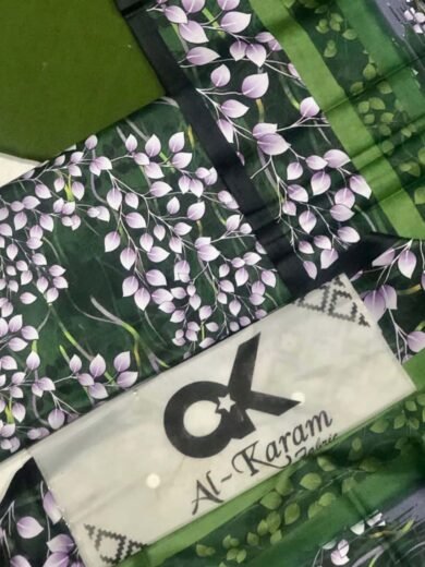 Elegant Eid Lawn 3 Piece with floral design and vibrant colors.