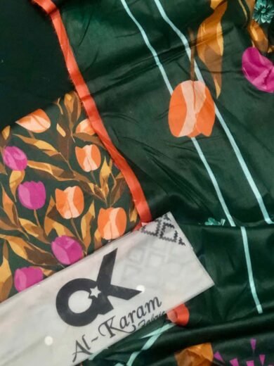 Eid branded lawn 3 piece with floral and geometric design for festive occasions.