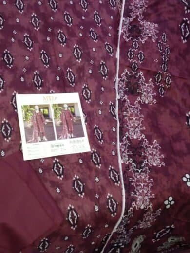 Elegant MTJ lawn 3 piece suit with intricate embroidery and vibrant design. Perfect for summer occas.