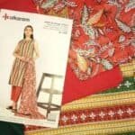 Alkaram MTJ Lawn 3 Piece Suit with vibrant floral and geometric patterns.