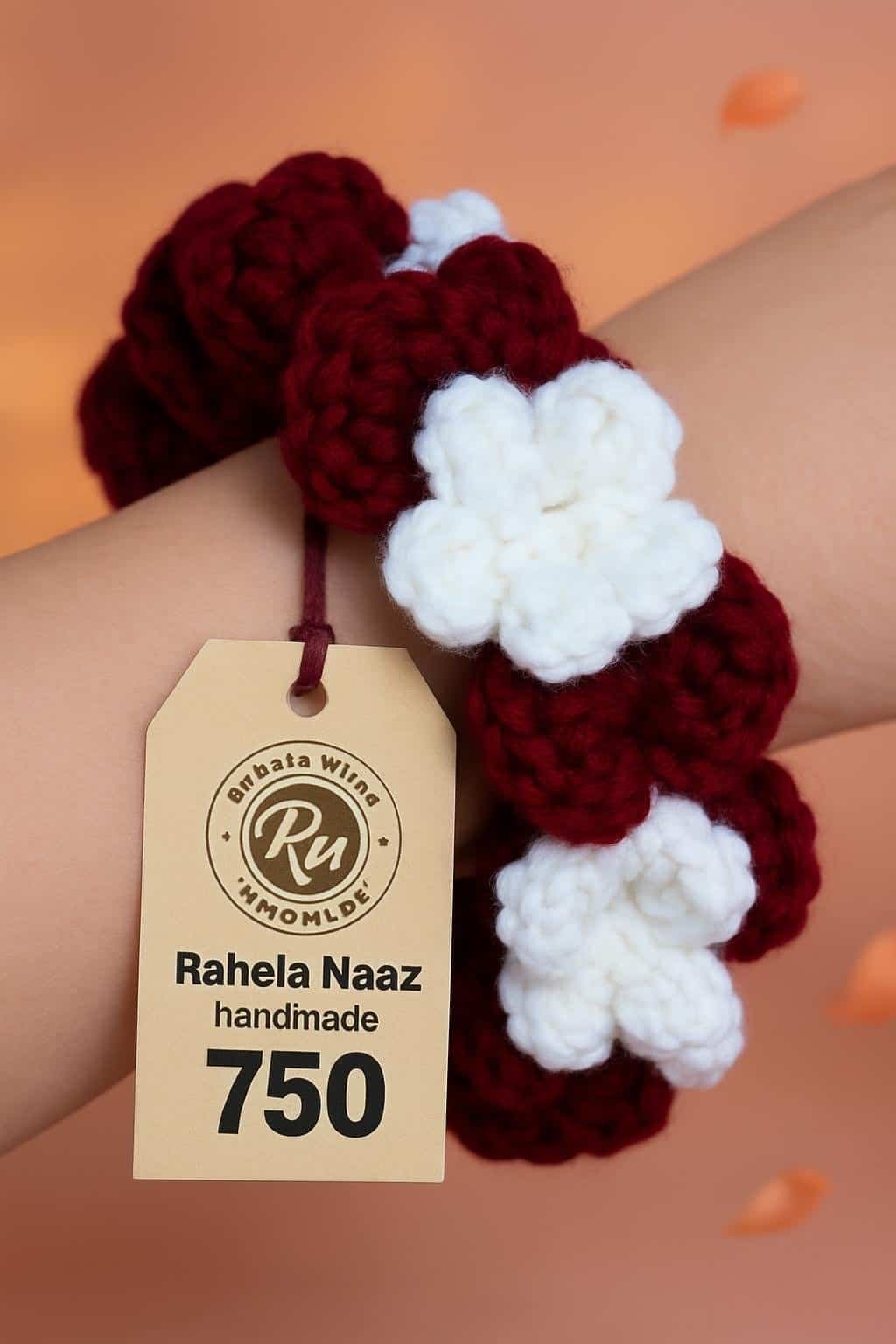 Colorful handmade crochet bracelets in red and white, stylish accessories for women.