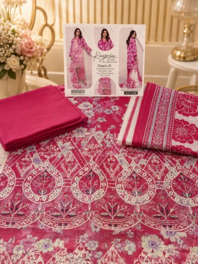 Fuchsia Pink Cutwork Embroidered Lawn Suit
