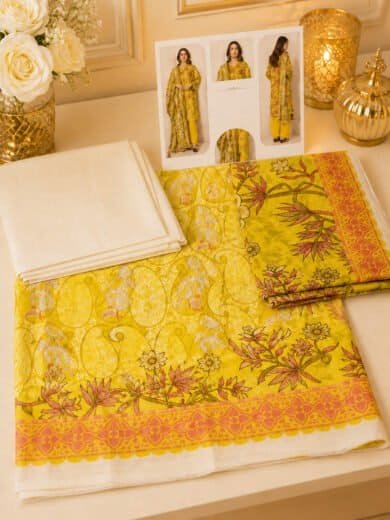 Sunshine Yellow Printed Lawn 3-Piece Suit