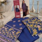 Royal Blue Floral Printed 3-Piece Suit