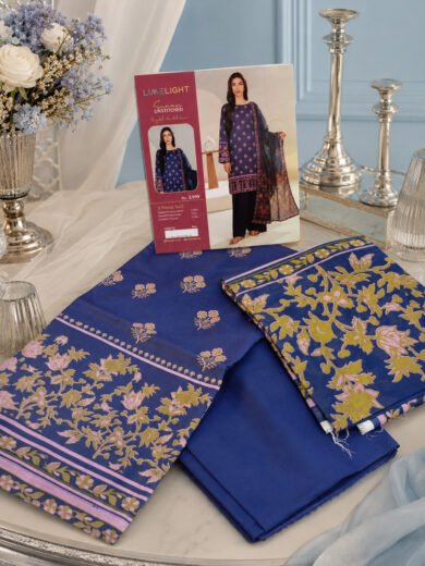 Royal Blue Floral Printed 3-Piece Suit