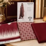 Maroon Geometric Printed Lawn 3-Piece Suit